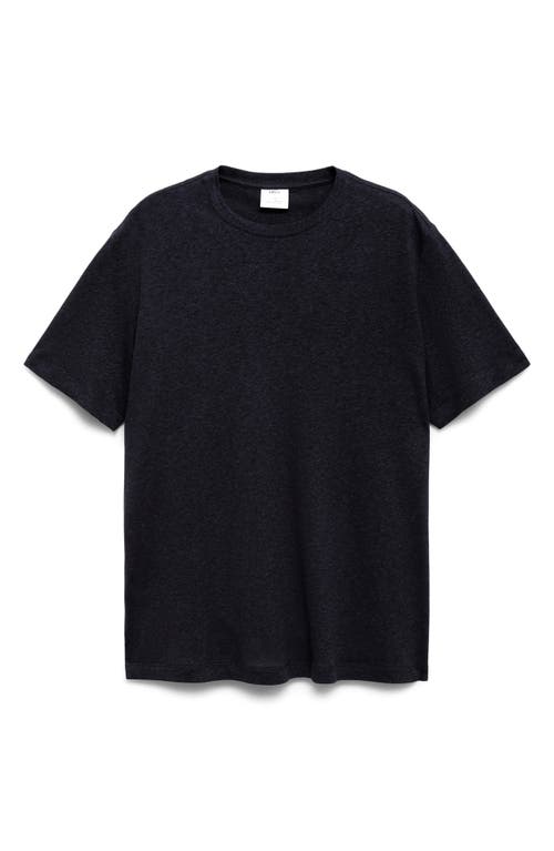 Mango Slim Fit Linen Blend T-shirt In Blue