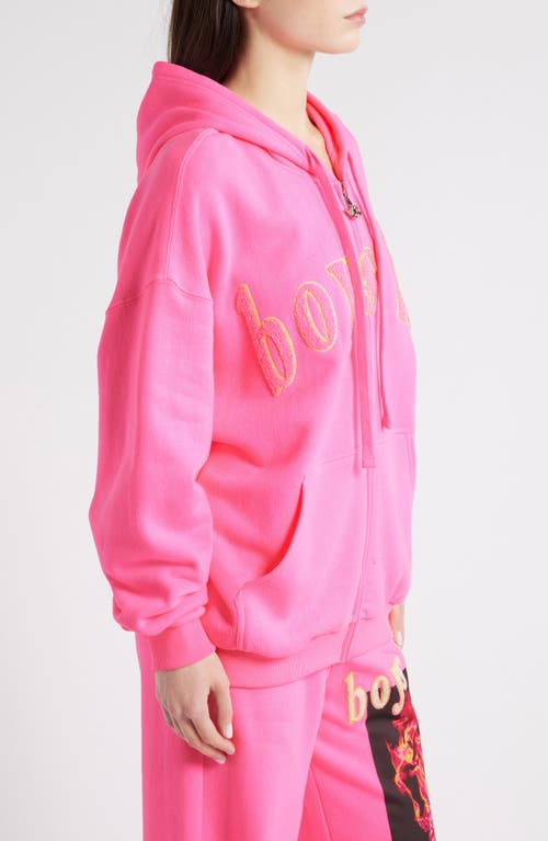 Boys Lie Electric Love V2 Harley Zip Graphic Hoodie In Pink