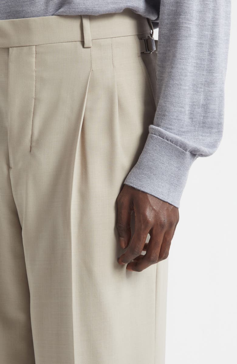 AMI PARIS Pleated Wool Pants, Alternate, color, Cafe Creme