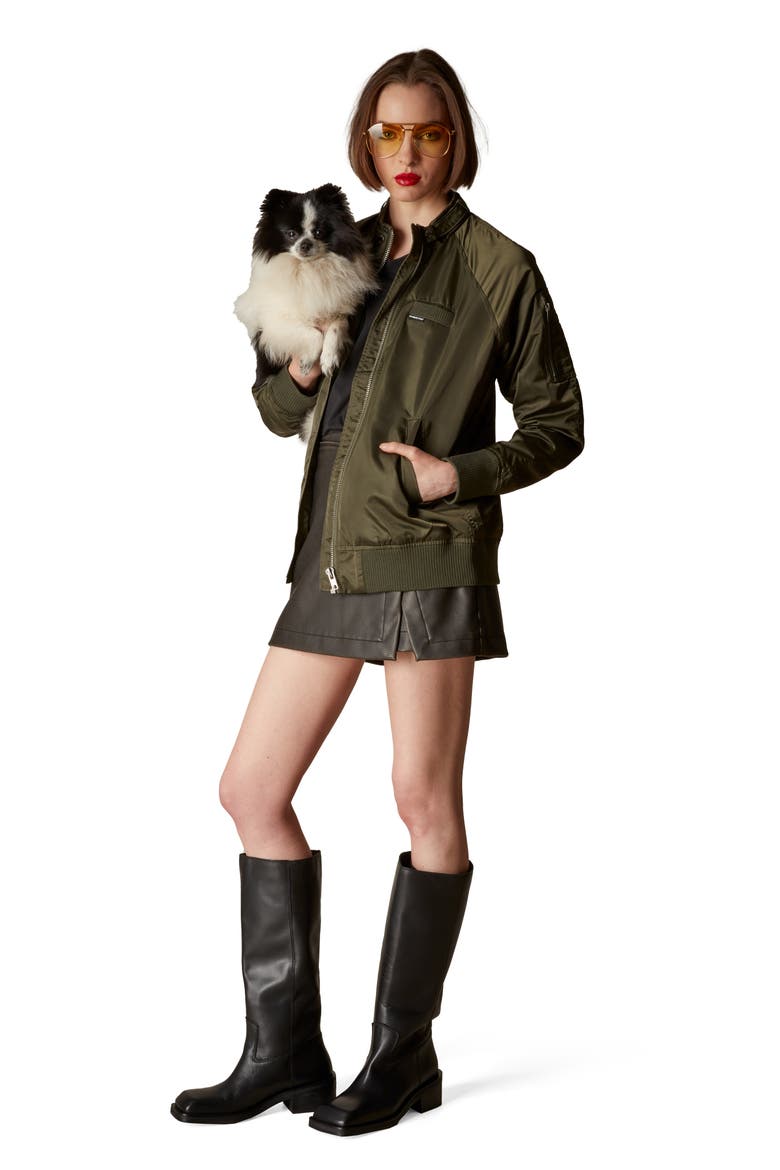 Women's Satin Bomber Jacket, Alternate, color, Dark Green