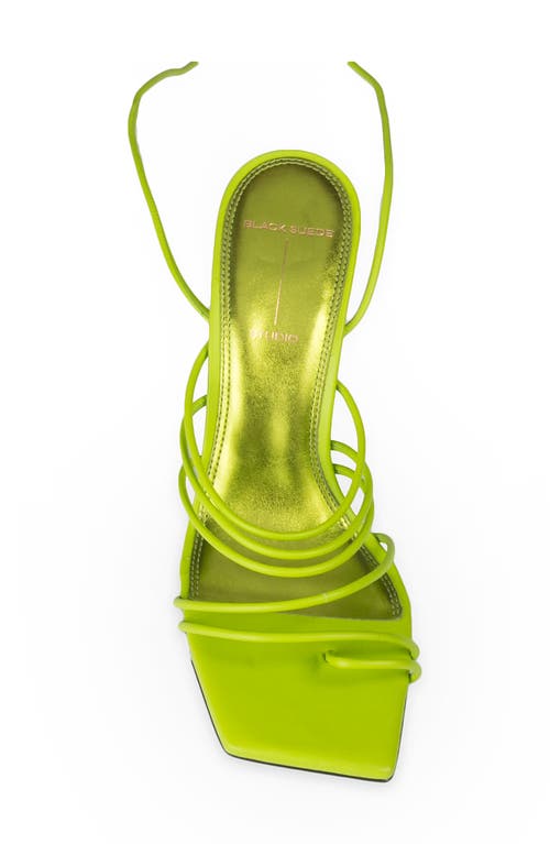 Black Suede Studio Luisa Ankle Tie Sandal In Lime Green Buffed Nappa