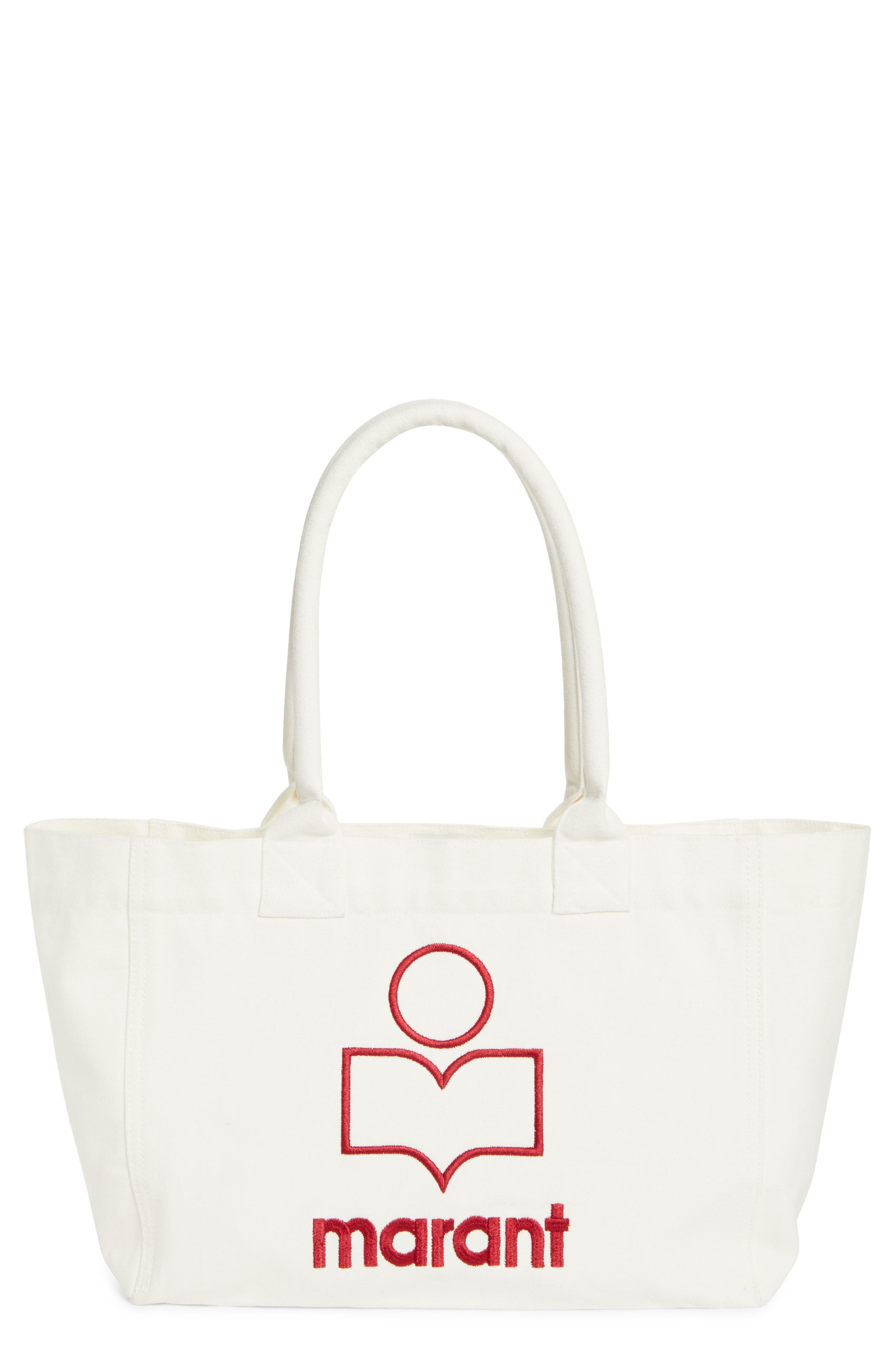 Isabel Marant Yenky Embroidered Logo Canvas Tote, Main, color, Red