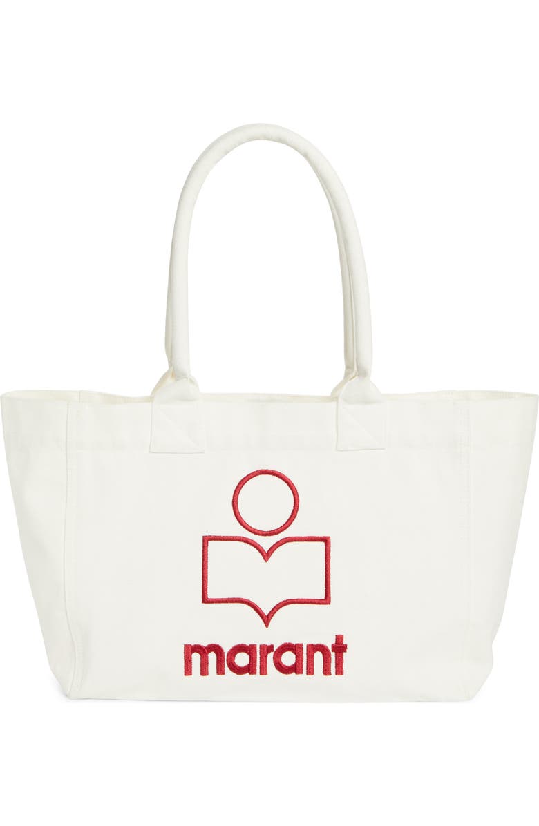 Isabel Marant Yenky Embroidered Logo Canvas Tote, Main, color, Red