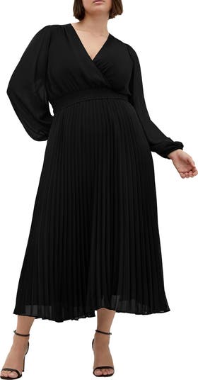 City Chic Sheer Finley Long Sleeve Chiffon Dress | Nordstrom