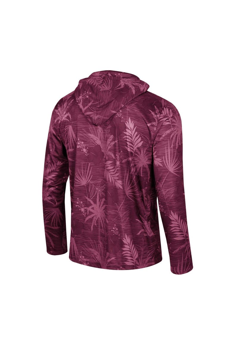 Men's Colosseum Maroon Arizona State Sun Devils Palms Printed Lightweight Quarter-Zip Hooded Top, Alternate, color, Maroon