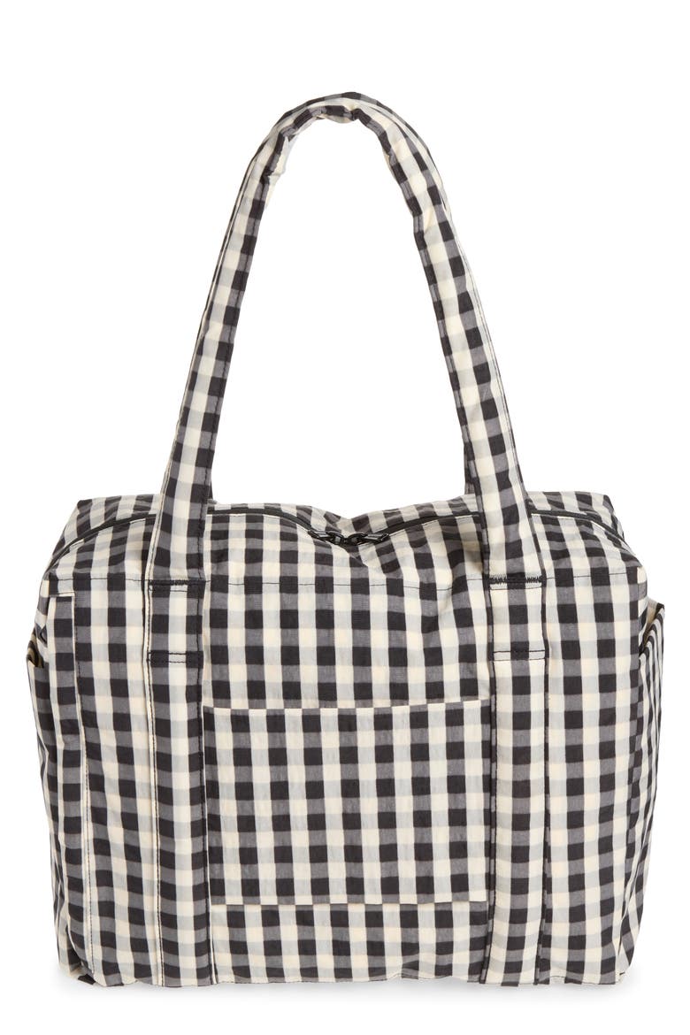 Small Cloud Carry-On Bag, Main, color, BLACK AND CREAM GINGHAM