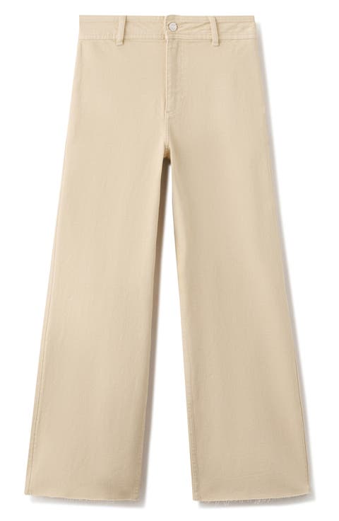 Catherin Frayed High Waist Wide Leg Culotte Jeans (Regular & Plus)