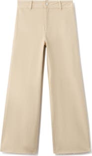 MANGO Catherin Frayed High Waist Wide Leg Culotte Jeans