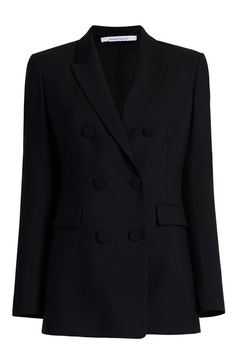 Another Tomorrow DOUBLE BREASTED JACKET, Alternate, color, Black
