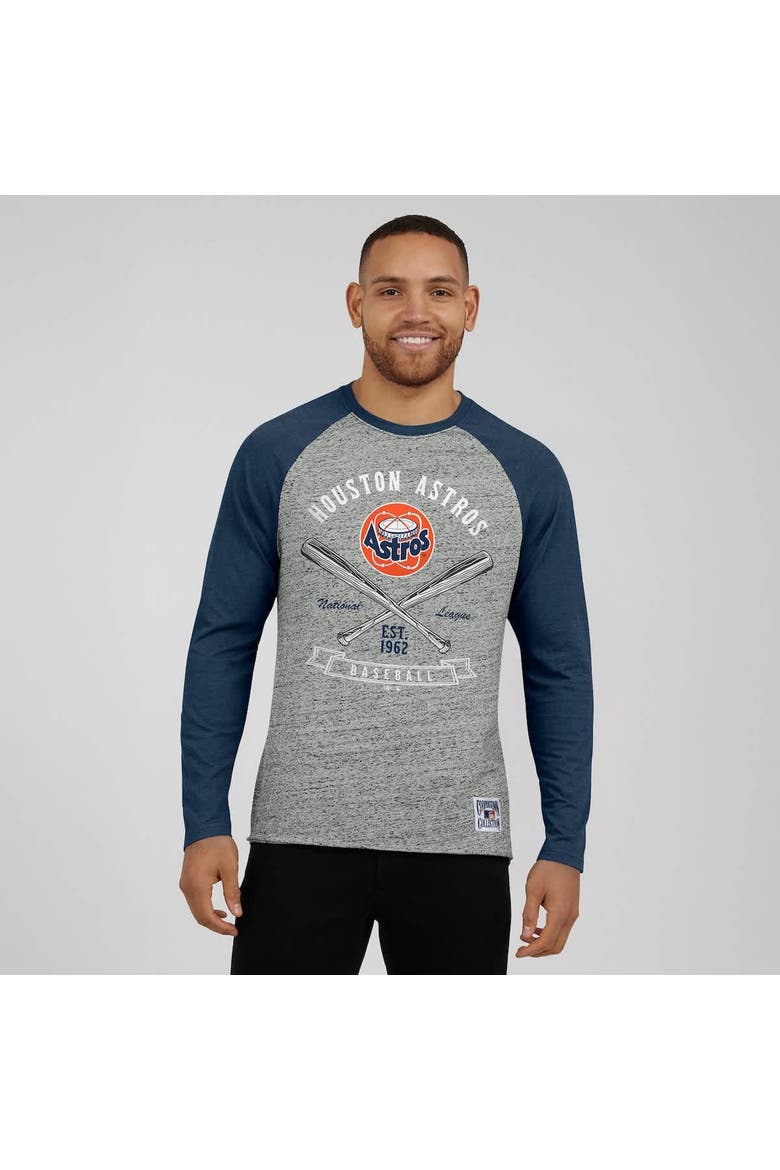 Men's Darius Rucker Collection by Fanatics  Heather Gray Houston Astros Raw Edge Raglan Long Sleeve Baseball T-Shirt, Alternate, color, Heather Gray