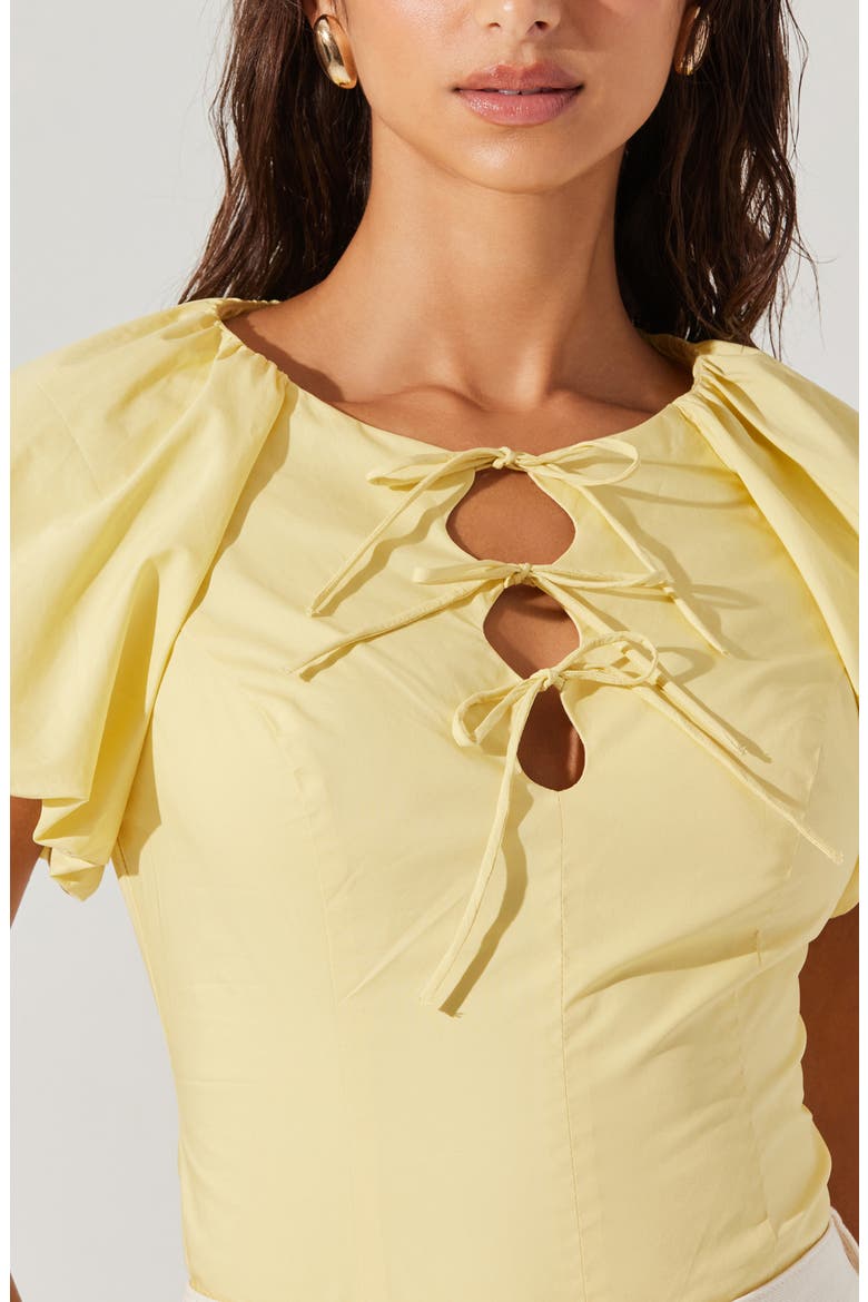 Aine Tie Detail Cotton Top, Alternate, color, YELLOW