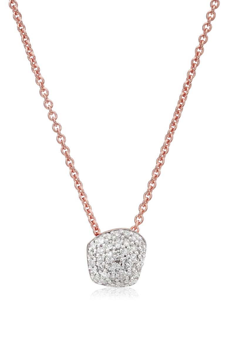 Nura Mini Nugget Pendant Necklace, Main, color, ROSE GOLD/DIAMOND