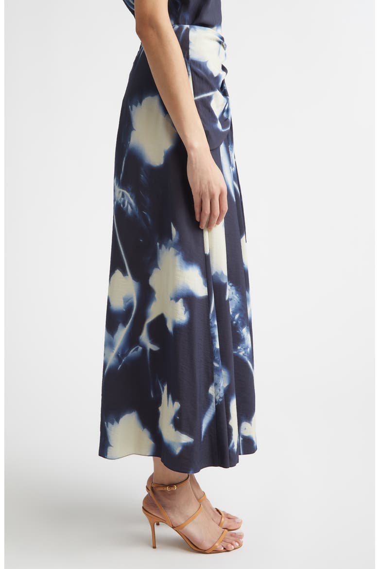 Abstract Floral Cascade Ruffle Crepe Skirt, Alternate, color, NAVY