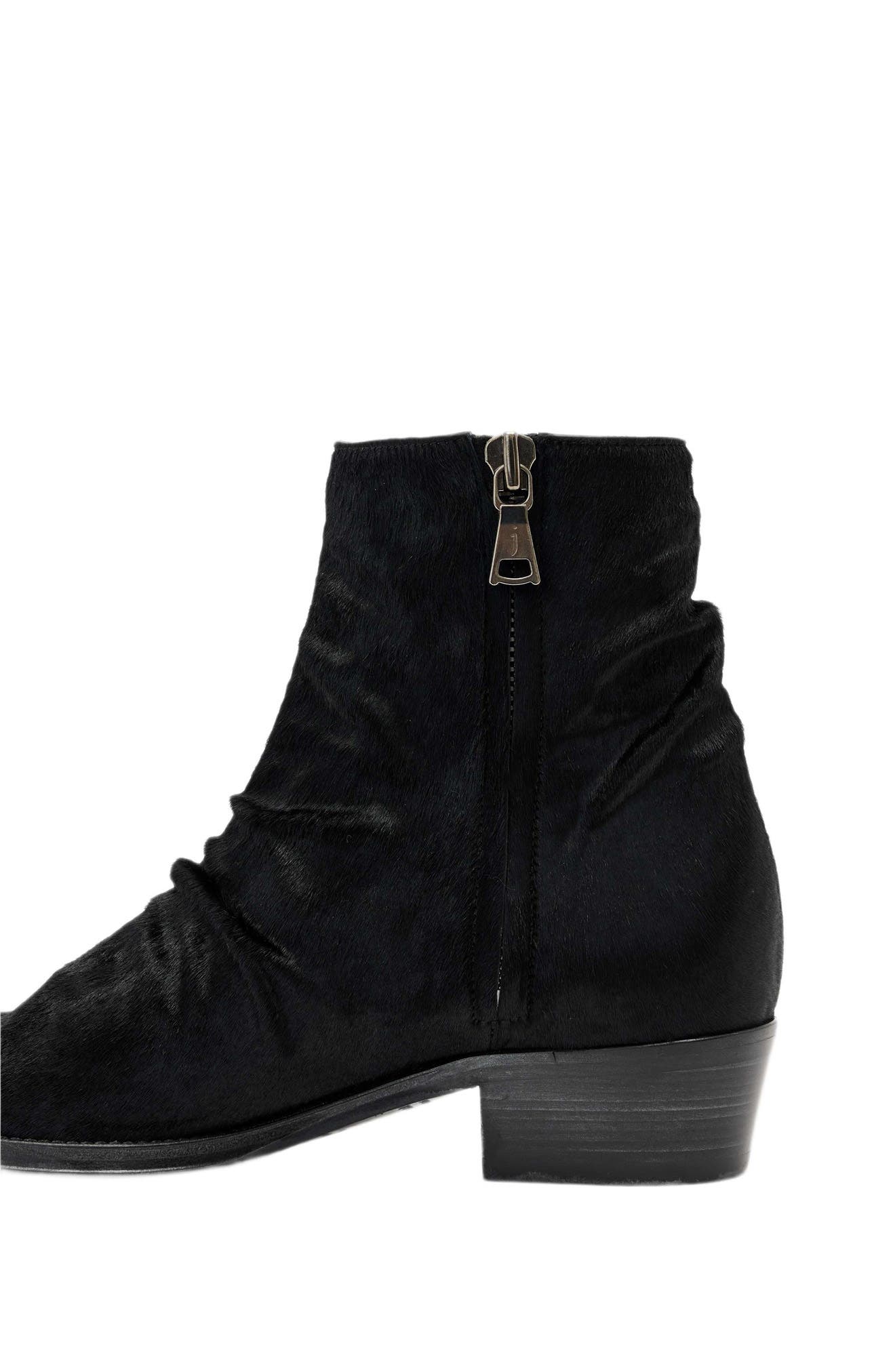 Two Five Two Genuine Calf Hair Zip Boot, Alternate, color, BLACK