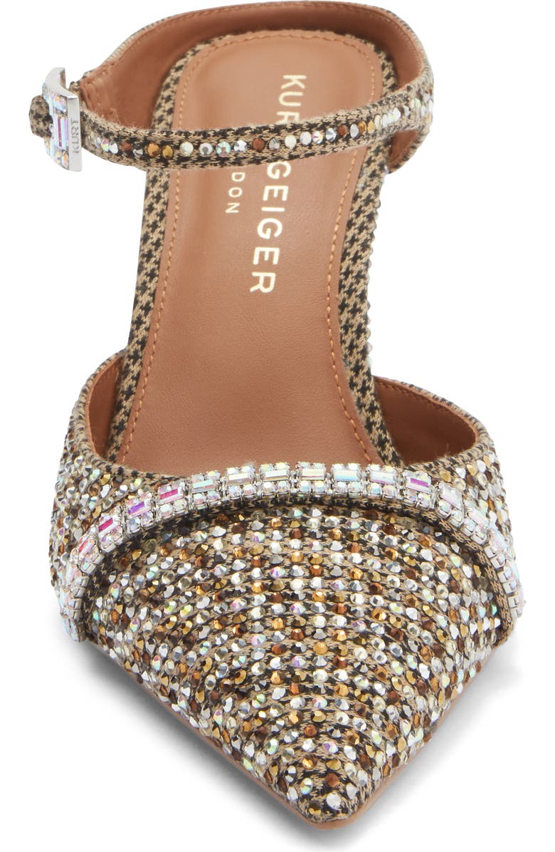 Kurt Geiger London Embellished Pointed Toe Ankle Strap Pump, Alternate, color, Beige