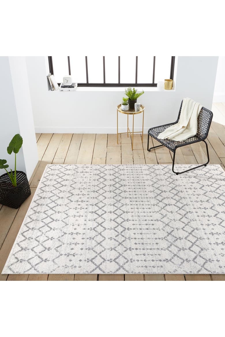 Moroccan HYPE Boho Vintage Diamond Area Rug, Alternate, color, Cream/Gray