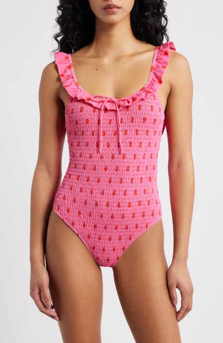Damson Madder Cheyenne Smocked Ruffle One-Piece Swimsuit