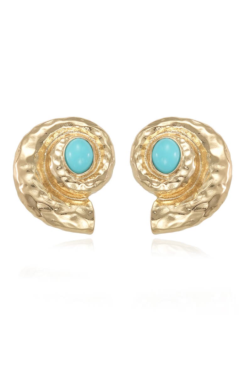Reconstituted Turquoise Conch Shell Stud Earrings, Alternate, color, TURQUOISE