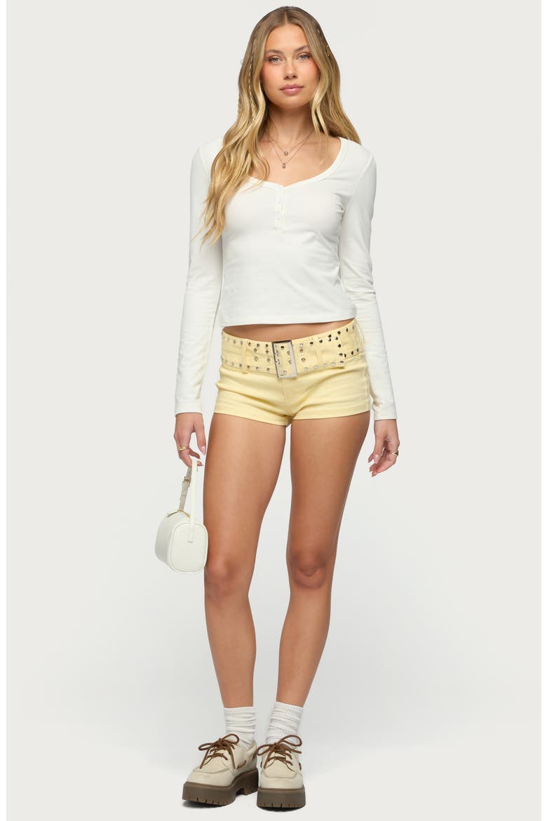 Leah V-Neck Crop Henley Top, Alternate, color, WHITE