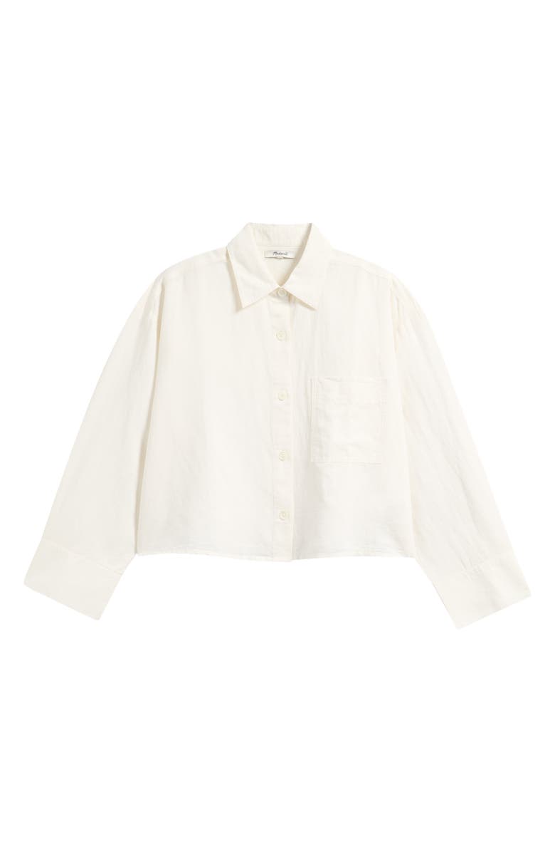 Madewell Linen & Cotton Straight Hem Shirt, Main, color, Ivory Linen