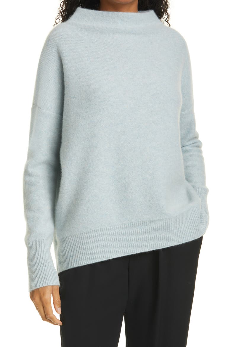 Funnel Neck Boiled Cashmere Sweater, Main, color, H PALE SAGE