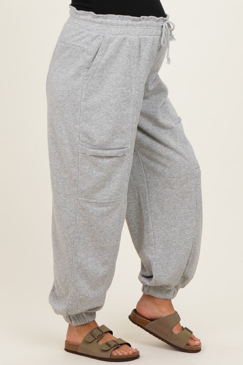 Ruffle Waist Burnout Jogger Pants, Alternate, color, Heather Grey