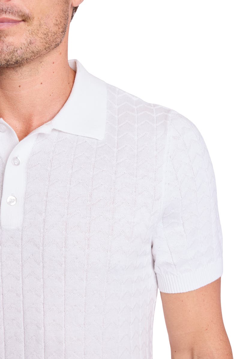 PAISLEY & GRAY Zigzag Knit Polo, Alternate, color, White Lotus