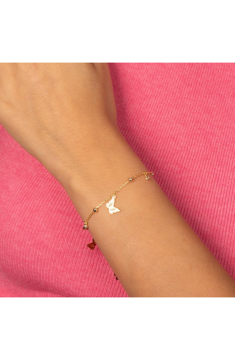 BY ADINA EDEN Dangling Butterflies Charm Bezel & Ball Bracelet, Alternate, color,