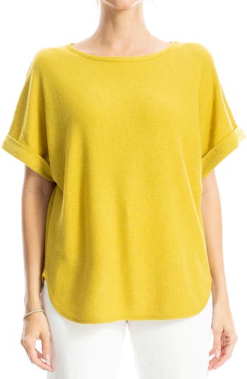 Max Studio Short Sleeve Ribbed T-shirt In Palm