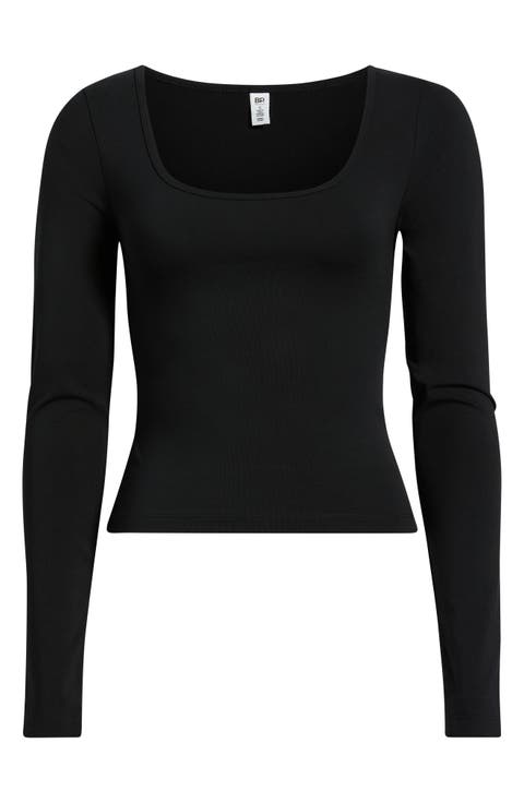 Deep Scoop Neck Long Sleeve Tee