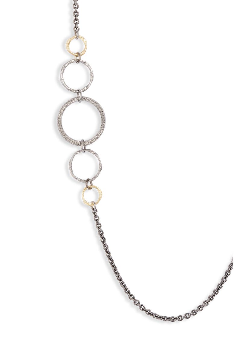 Old World Mixed Metal Station Chain Necklace, Alternate, color, SILVER