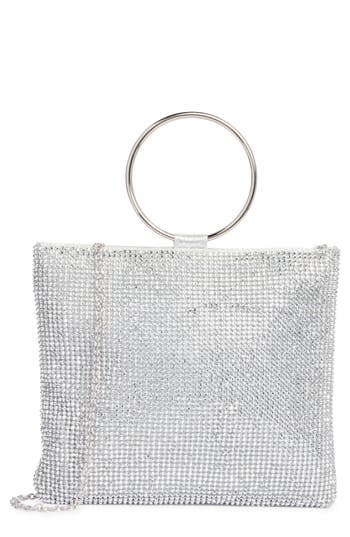 Jessica Mcclintock Nesta Ring Rhinestone Clutch In Silver