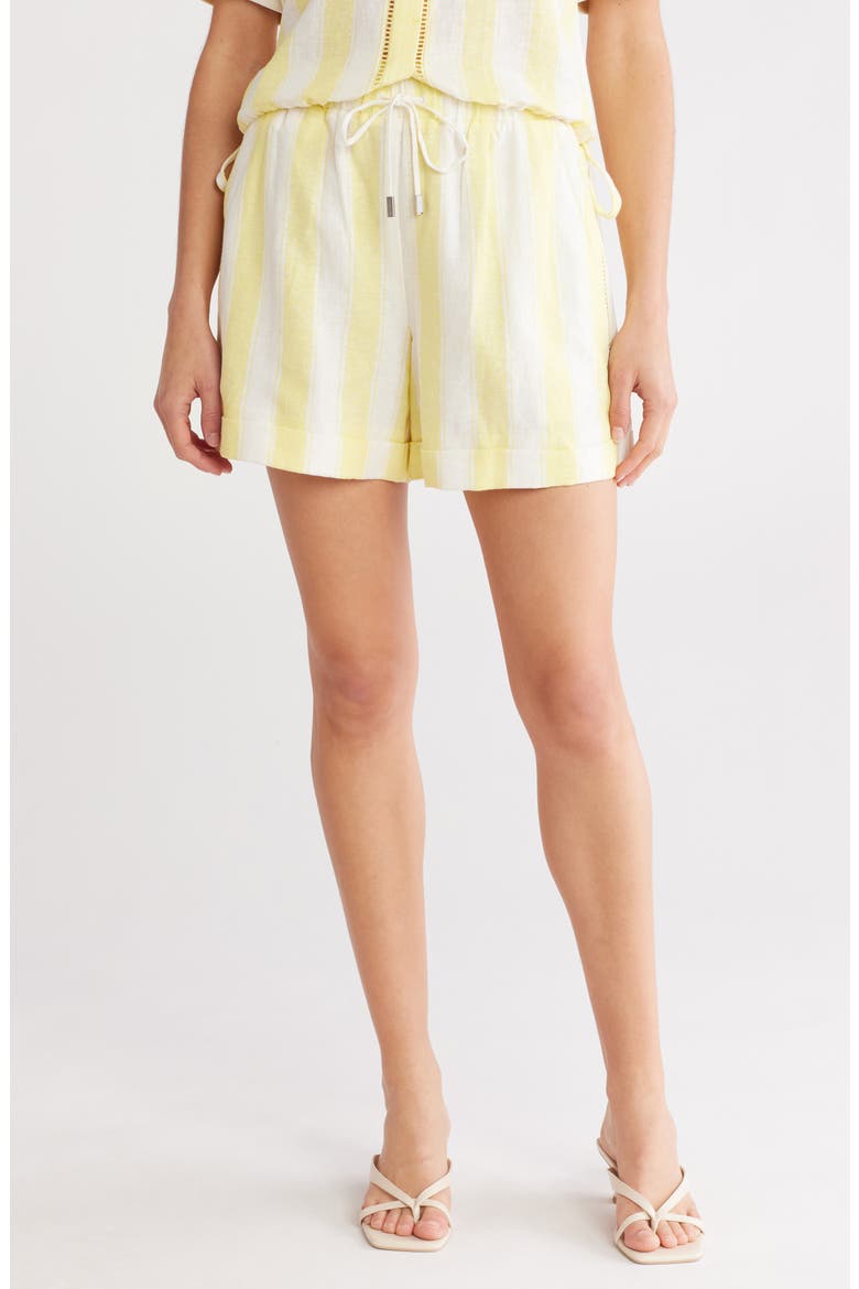 Sonny Linen Blend Shorts, Main, color, LEMON STRIPE