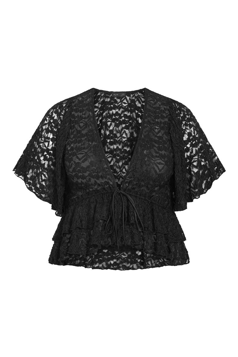 Lily Sheer Lace Crop Top, Alternate, color, BLACK