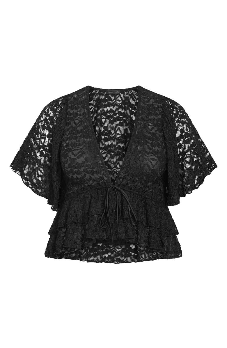 City Chic Lily Sheer Lace Crop Top, Alternate, color, Black