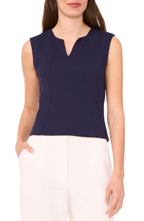 Seamed Notch Neck Ponte Shell