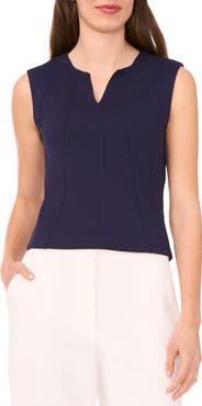 Halogen® Seamed Notch Neck Ponte Shell