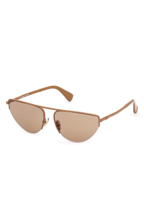 Max Mara Women's Shiny Light Brown Half-rim Cat-eye Sunglasses In Bronze/camel/light Brown