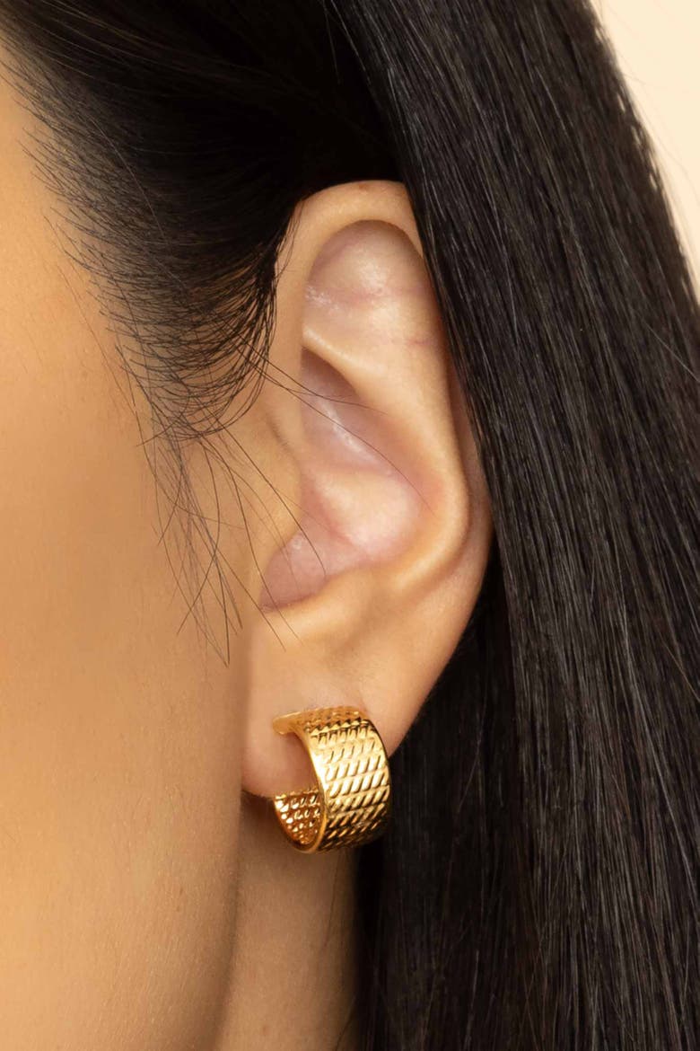 14K Yellow Gold Moto Bold Hoops, Alternate, color, Yellow Gold