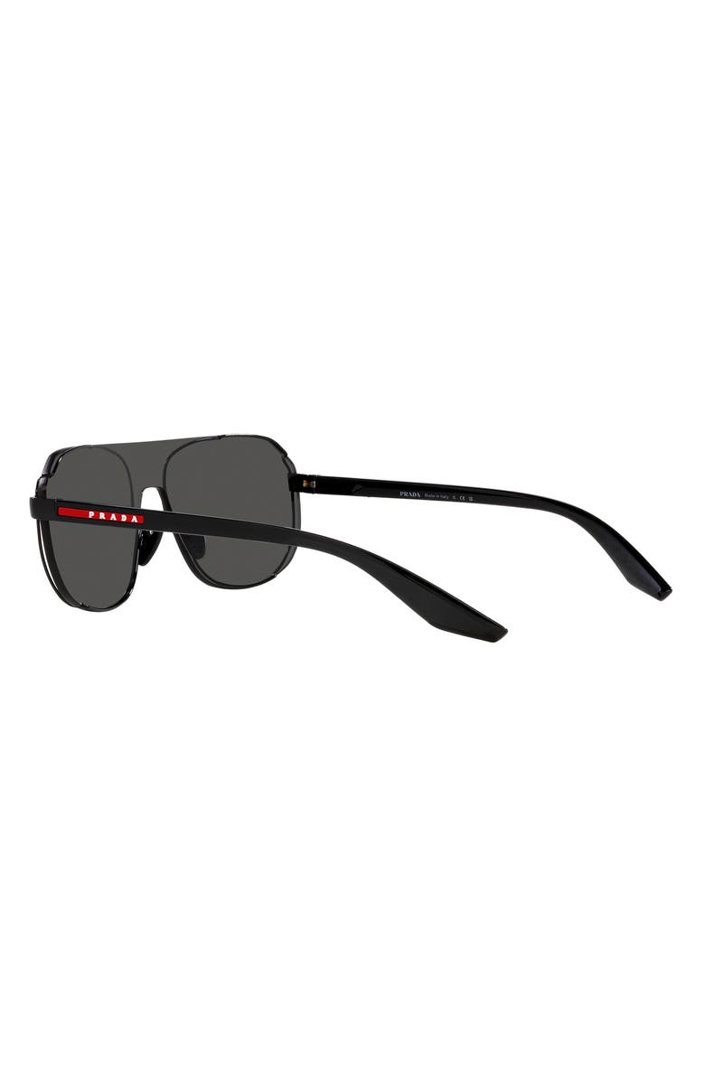Prada Linea Rossa 140mm Rectangular Sunglasses, Alternate, color, Black