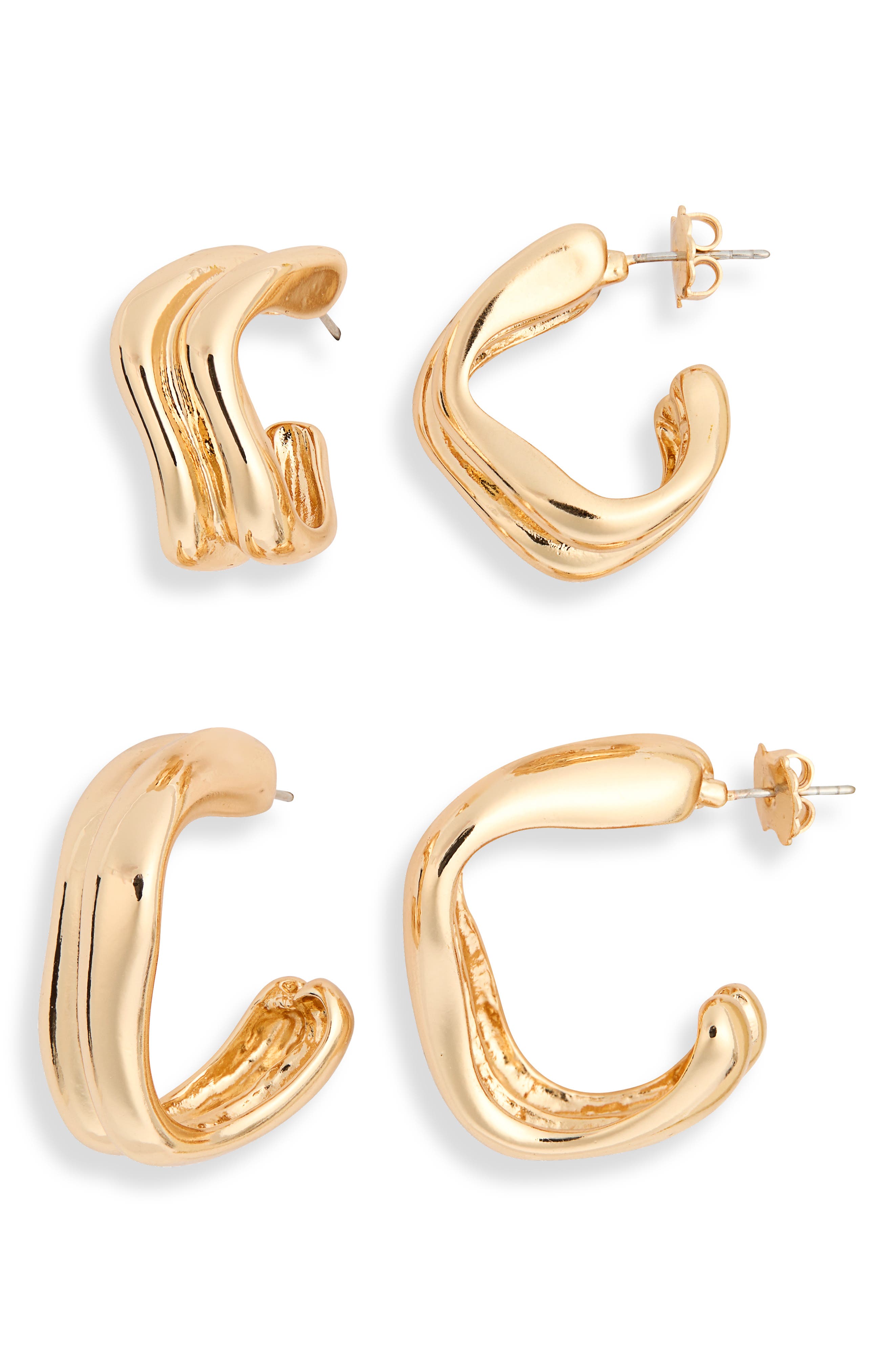 Set of 2 Wavy Hoop Earrings