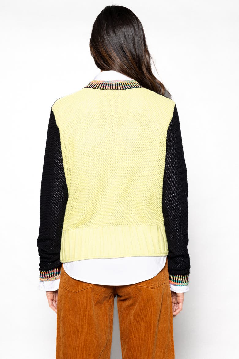 DOUBLE TRACK CARDIGAN, Alternate, color, BLACK/LIMELIGHT