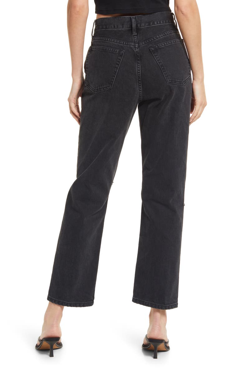 Topshop Ripped Straight Leg Dad Jeans, Alternate, color, 