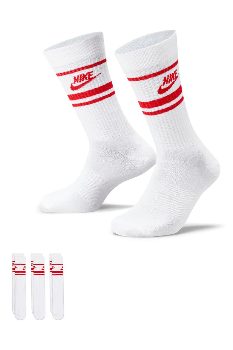 3-Pack Dri-FIT Everyday Essentials Crew Socks, Alternate, color, 102 WHITE/UNVRED