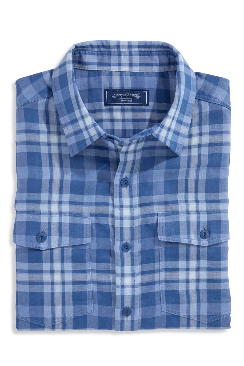 Plaid Chiller Performance Button Up Shirt, Alternate, color, MOONSHINE