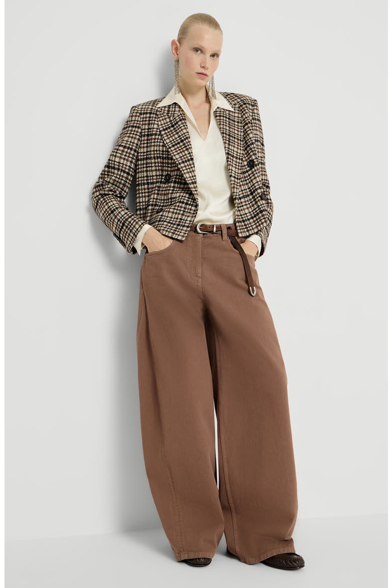 Dyed denim wide trousers with monili, Alternate, color, Dattero