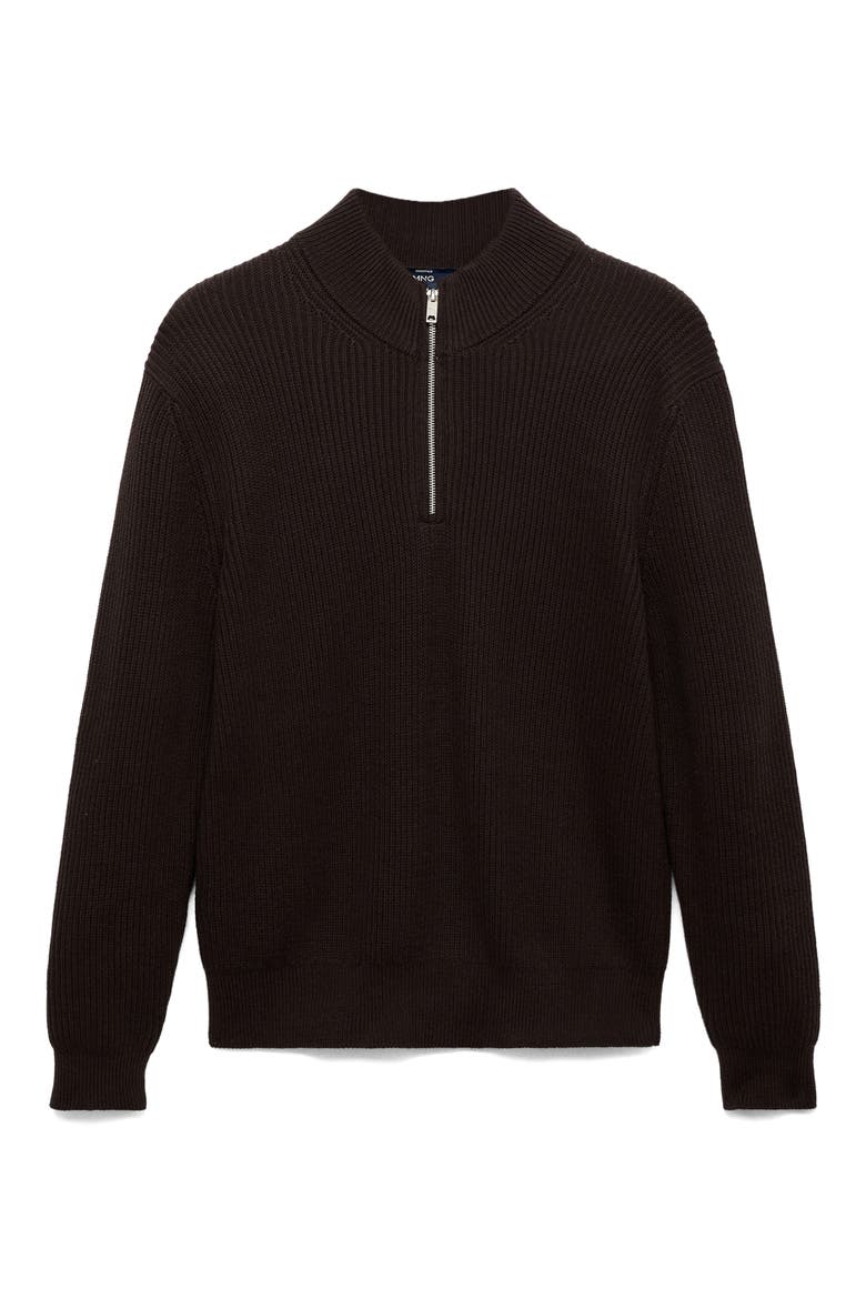 Perkins Quarter Zip Sweater, Alternate, color, CHOCOLATE