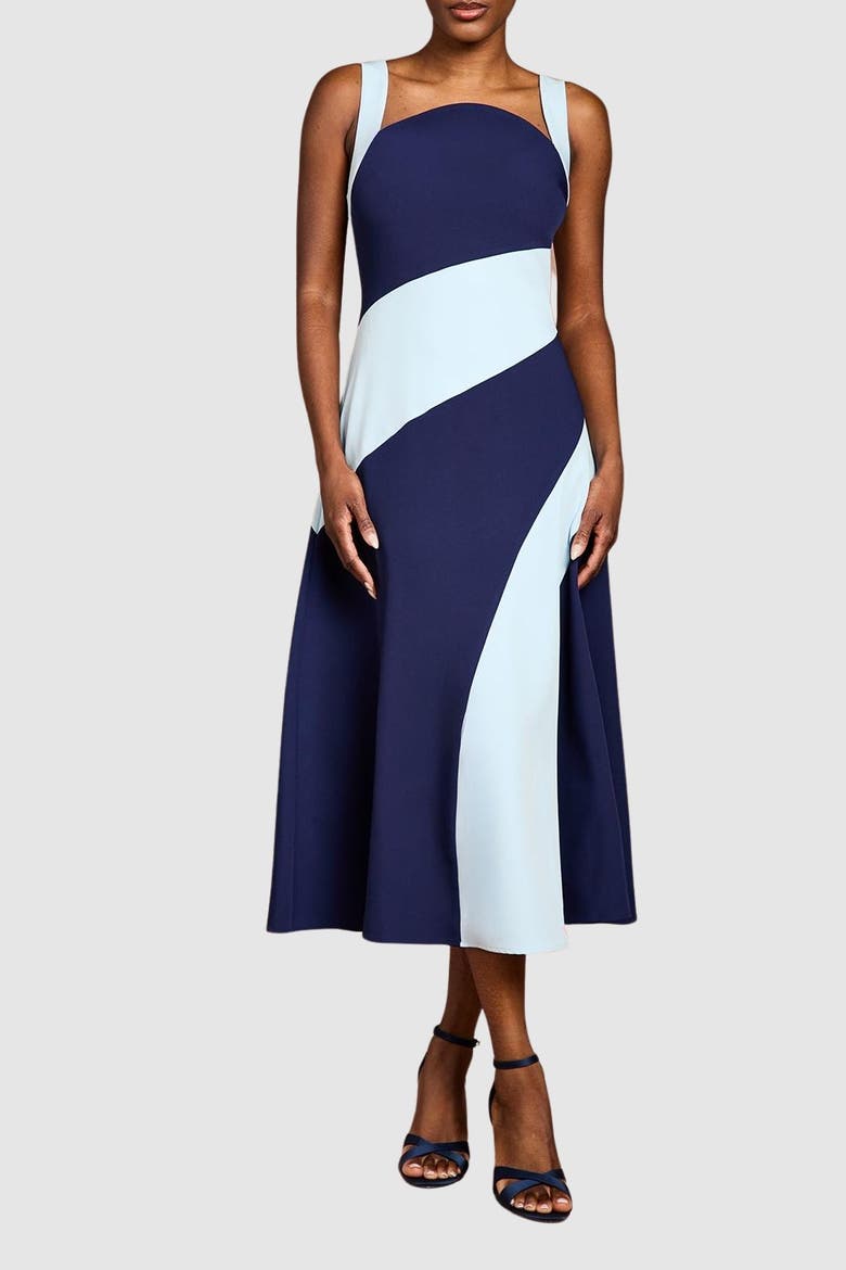 Colour Block Midi Dress, Alternate, color, Navy