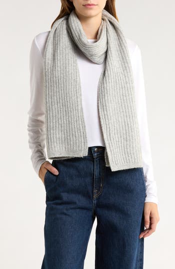 Tasha Ribbed Knit Scarf In Gray
