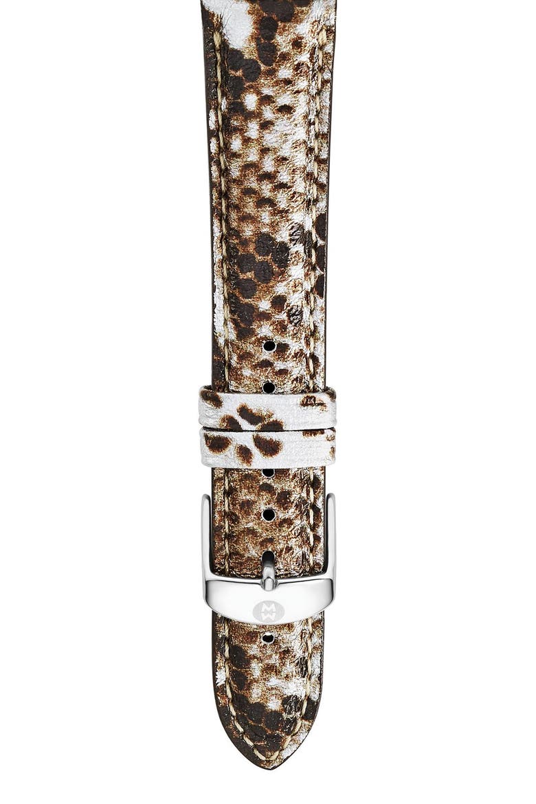 16mm Snake Print Leather Watch Strap, Main, color, BROWN SNAKE PRINT